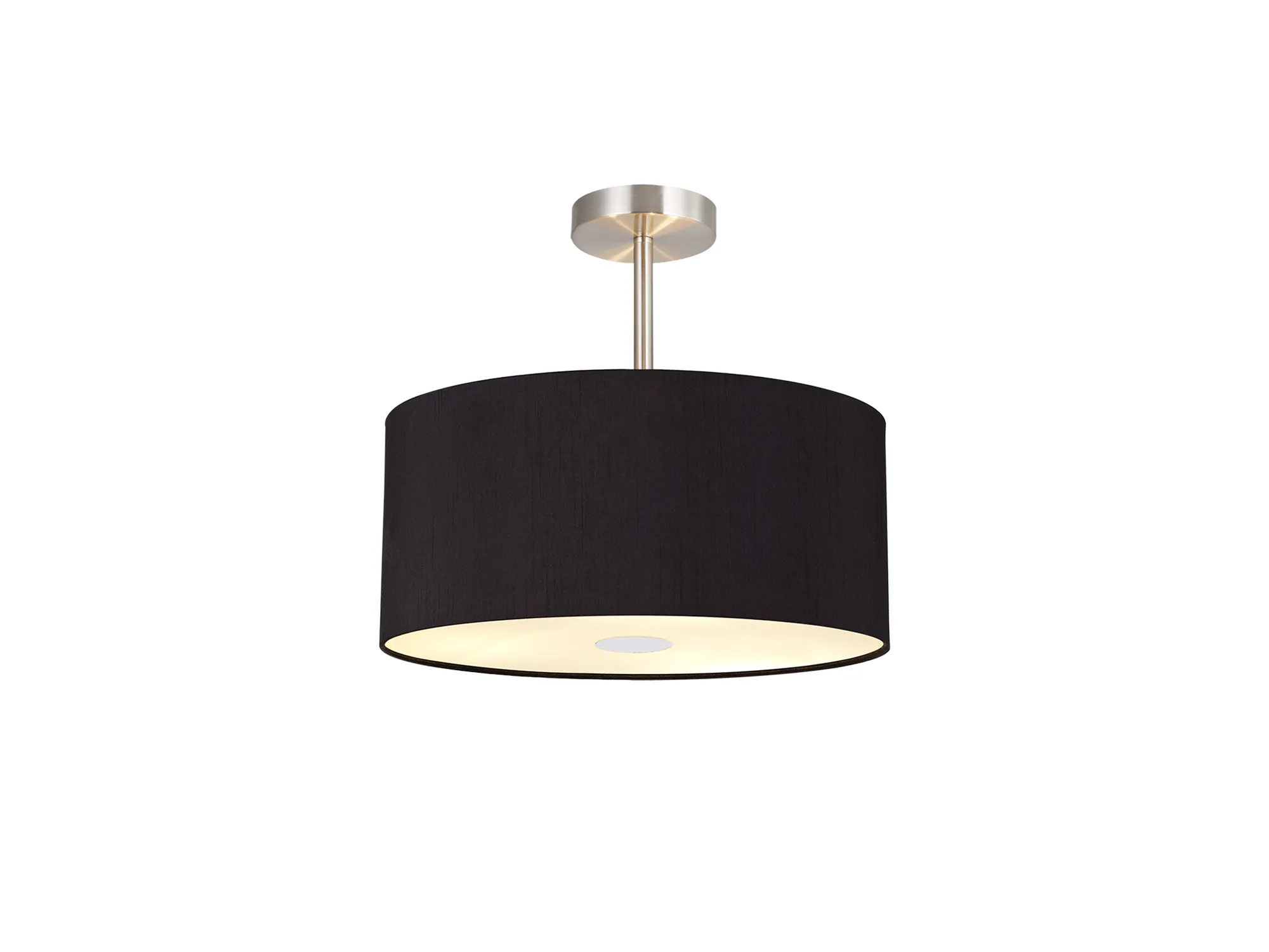 DK0099  Baymont 40cm Semi Flush 1 Light Polished Chrome, Midnight Black/Green Olive, Frosted Diffuser